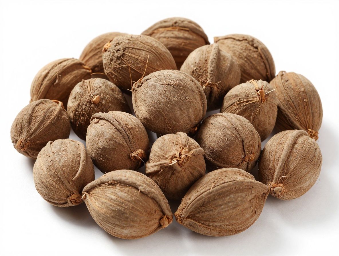 Korijen ashwagandhe u prirodnom okruženju, smeđe-zlatne boje, na tamnozelenoj podlozi biljnog lišća, krupni detalj