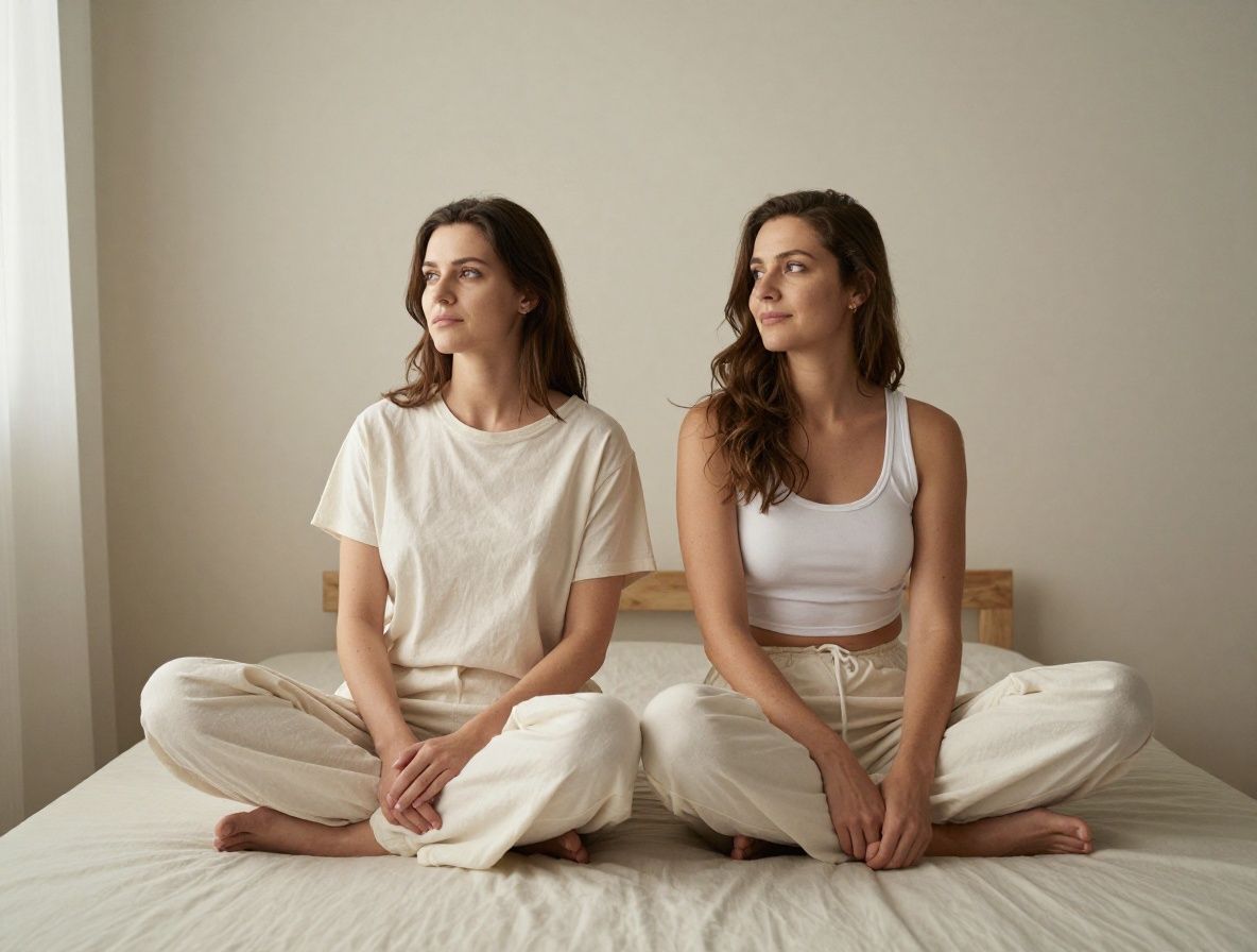 Mirna spavaća soba s bijelim posteljinom u toplo prigušenom svjetlu noćne lampe, tiha atmosfera odmora i oporavka u prirodnom okruženju